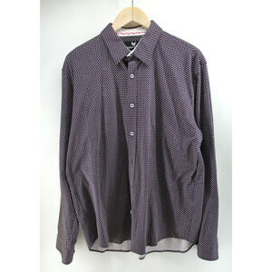 Butter Cloth Shirt Men's XL Geometric Button‎ Up Cotton Purple